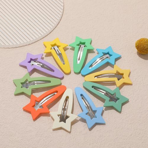 Hair Snap Clips, Tibetan Style, Star, stoving varnish, for woman, Random Color, nickel, lead & cadmium free, 60mm, Approx 100PCs/Bag, Sold By Bag