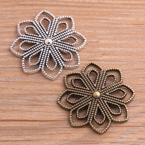 Tibetan Style Connector, Flower, plated, DIY, more colors for choice, nickel, lead & cadmium free, 34x34mm, Approx 100PCs/Bag, Sold By Bag