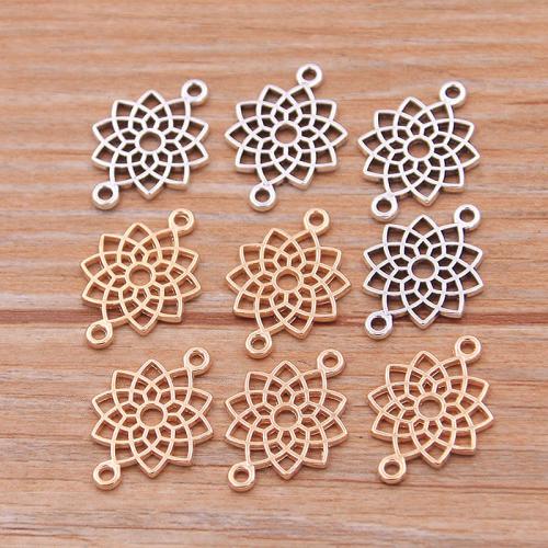 Tibetan Style Connector, Flower, plated, DIY & 1/1 loop, more colors for choice, nickel, lead & cadmium free, 13x20mm, Approx 100PCs/Bag, Sold By Bag