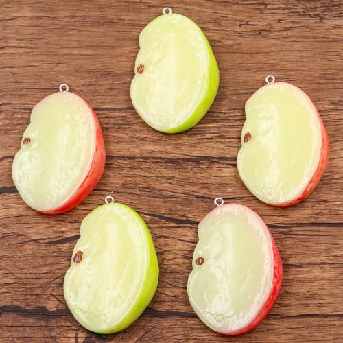 Resin Pendant, with Iron, Apple, DIY, more colors for choice, 37x57mm, Hole:Approx 1mm, Approx 100PCs/Bag, Sold By Bag