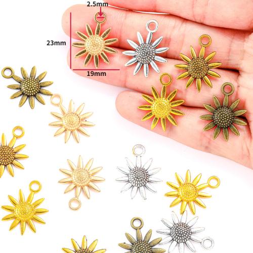 Tibetan Style Flower Pendants, Sunflower, plated, DIY, more colors for choice, 23x19mm, 100PCs/Bag, Sold By Bag