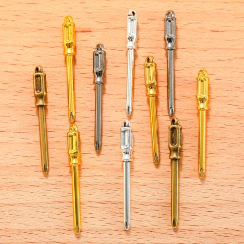 Tibetan Style Tool Pendants, Screwdriver, plated, DIY, more colors for choice, 33x4mm, 100PCs/Bag, Sold By Bag