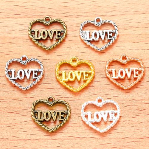 Tibetan Style Heart Pendants, plated, DIY, more colors for choice, 15x14mm, 100PCs/Bag, Sold By Bag