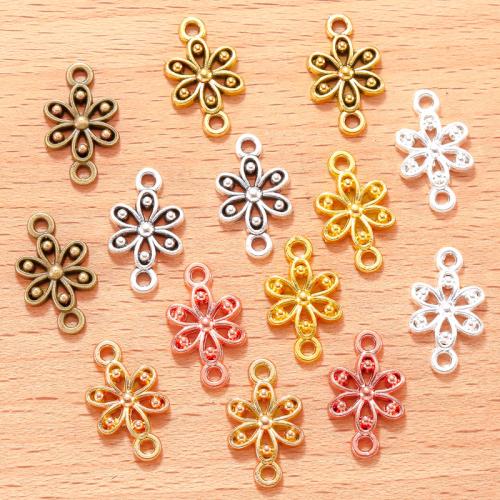 Flower Tibetan Style Connector, plated, DIY & 1/1 loop, more colors for choice, 18x10mm, 100PCs/Bag, Sold By Bag