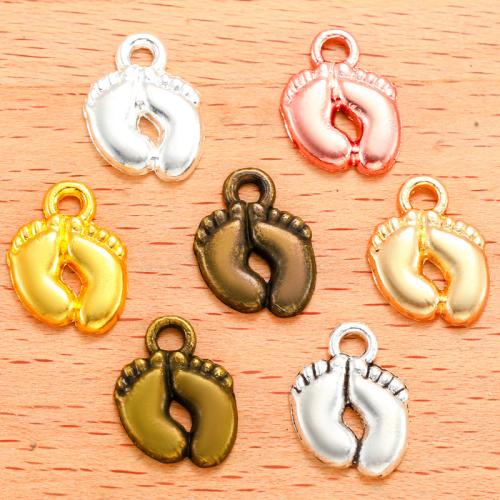 Tibetan Style Pendants, Foot, plated, DIY, more colors for choice, 14x10mm, 100PCs/Bag, Sold By Bag