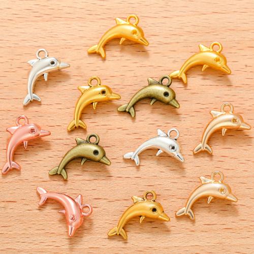 Tibetan Style Animal Pendants, Dolphin, plated, DIY, more colors for choice, 15x17mm, 100PCs/Bag, Sold By Bag