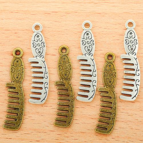 Tibetan Style Pendants, Comb, plated, DIY, more colors for choice, 35x9mm, 100PCs/Bag, Sold By Bag