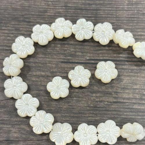 Natural Freshwater Shell Beads, White Lip Shell, Flower, DIY, white, 12mm, Sold By PC