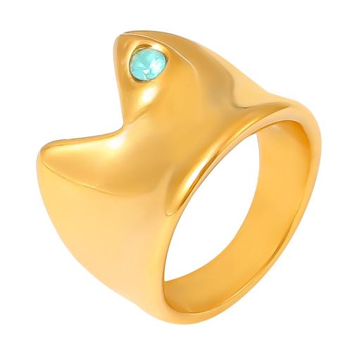 Anillo de dedo de acero inoxidable, acero inoxidable 304, con Piedra de vidrio, chapado, Joyería & diverso tamaño para la opción & para mujer, más colores para la opción, Vendido por UD