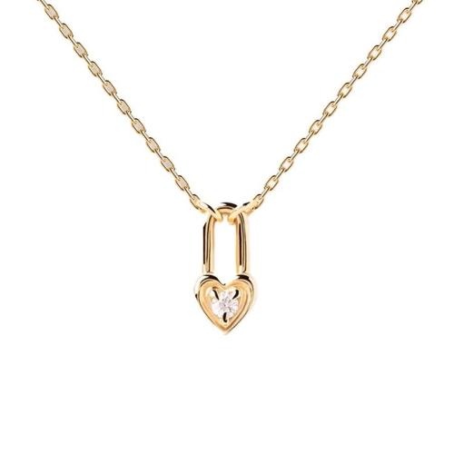 Cubic Zircon Micro Pave Brass Necklace, Lock, plated, micro pave cubic zirconia & for woman, more colors for choice, Length:Approx 41-50 cm, Sold By PC