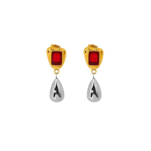 Boucle d'oreille de gaujon en acier inoxydable, Acier inoxydable 304, pavé de micro zircon & pour femme, plus de couleurs à choisir, Vendu par paire