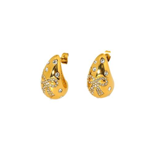 Boucle d'oreille de gaujon en acier inoxydable, Acier inoxydable 304, pour femme & avec strass, plus de couleurs à choisir, Vendu par paire