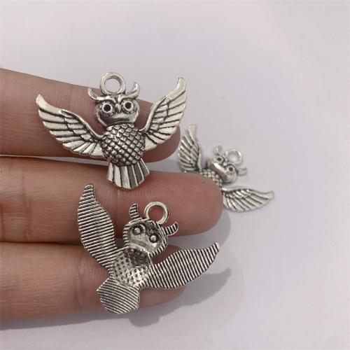 Tibetan Style Animal Pendants, Owl, antique silver color plated, DIY, 30x24mm, 100PCs/Bag, Sold By Bag