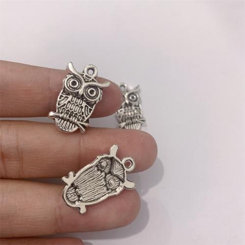 Tibetan Style Animal Pendants, Owl, antique silver color plated, DIY, 15x23mm, 100PCs/Bag, Sold By Bag