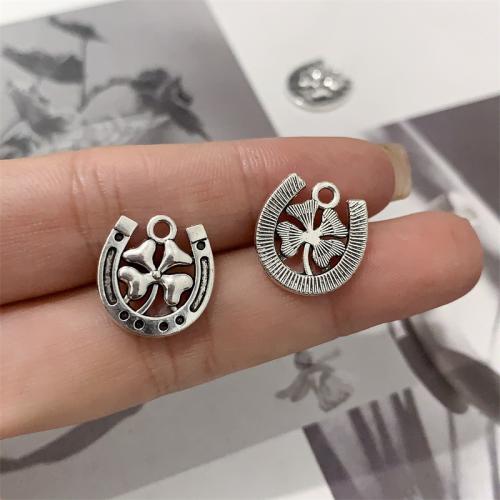 Tibetan Style Clover Pendant, Four Leaf Clover, antique silver color plated, DIY, 15x16mm, 100PCs/Bag, Sold By Bag