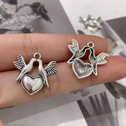 Tibetan Style Animal Pendants, Dove, antique silver color plated, DIY, 22x21mm, 100PCs/Bag, Sold By Bag