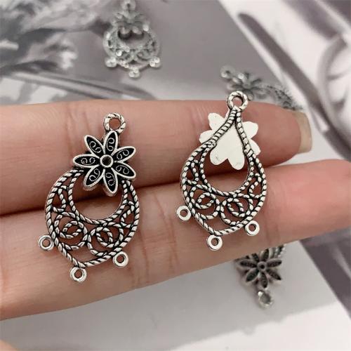 Tibetan Style Connector, Flower, antique silver color plated, DIY, 15x29mm, 100PCs/Bag, Sold By Bag