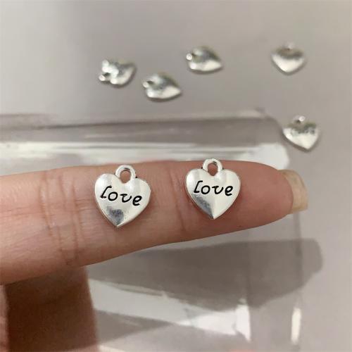 Colgantes de Aleación de Zinc en Forma de Corazón, chapado en color de plata antigua, Bricolaje, 10x11mm, 100PCs/Bolsa, Vendido por Bolsa