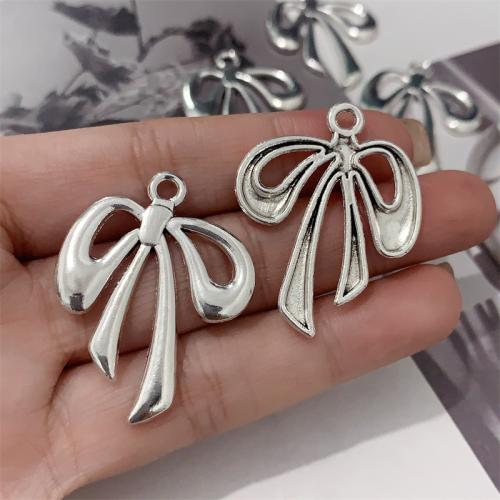 Tibetan Style Bowknot Pendants, antique silver color plated, DIY, 29x37mm, 100PCs/Bag, Sold By Bag