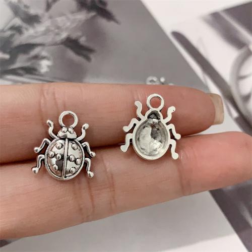 Tibetan Style Animal Pendants, Ladybug, antique silver color plated, DIY, 14x16mm, 100PCs/Bag, Sold By Bag