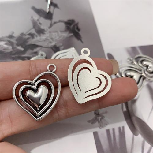 Tibetan Style Heart Pendants, antique silver color plated, DIY, 24x29mm, 100PCs/Bag, Sold By Bag