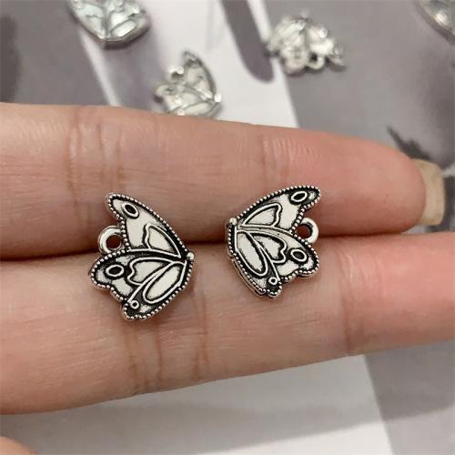 Zinklegierung Tier Anhänger, Schmetterling, antik silberfarben plattiert, DIY, 11x14mm, 100PCs/Tasche, verkauft von Tasche