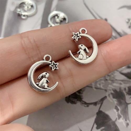 Tibetan Style Pendants, Moon and Star, antique silver color plated, DIY, 14x17mm, 100PCs/Bag, Sold By Bag