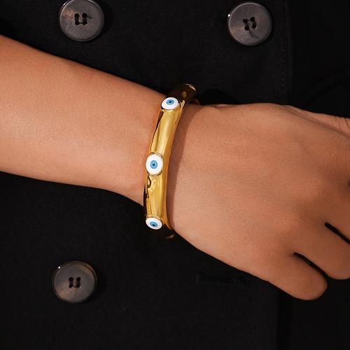 Evil Eye Jewelry Bracelet, 304 Stainless Steel, Vacuum Ion Plating, evil eye pattern & for woman & enamel, Sold By PC