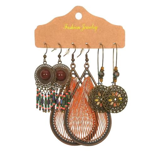 Tibetan Style Earring Set, with Shell & Wood, plated, Bohemian style & different styles for choice & for woman & hollow, Sold By Set