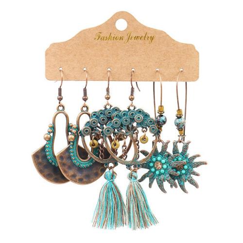 alliage de zinc Boucles d'oreilles, avec turquoise synthétique & bois, Placage, Vintage & styles différents pour le choix & pour femme & creux, Vendu par fixé