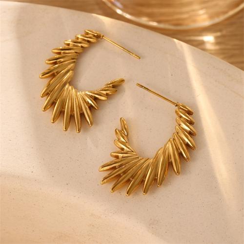 Boucle d'oreille Acier Titane, Plaqué or 18K, bijoux de mode & styles différents pour le choix & pour femme, doré, 2.7-3.5cm, Vendu par paire