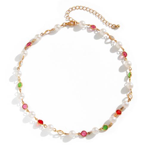 Tibetan Style Jewelry Necklace, with Crystal & Plastic Pearl, fashion jewelry & different styles for choice & for woman, more colors for choice, Sold By PC