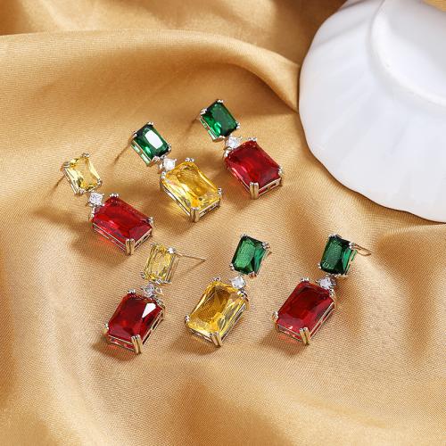 Boucles d'oreilles en laiton zircon cubique pavent, bijoux de mode & pavé de micro zircon & pour femme, plus de couleurs à choisir, 30mm, Vendu par paire