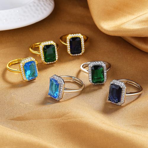 Cubic Zirconia Micro Pave Brass Ring, fashion jewelry & micro pave cubic zirconia & for woman, more colors for choice, Sold By PC