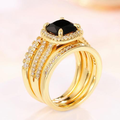 Fashion Brass Ring Set, three pieces & Unisex & different size for choice & micro pave cubic zirconia, Sold By Set