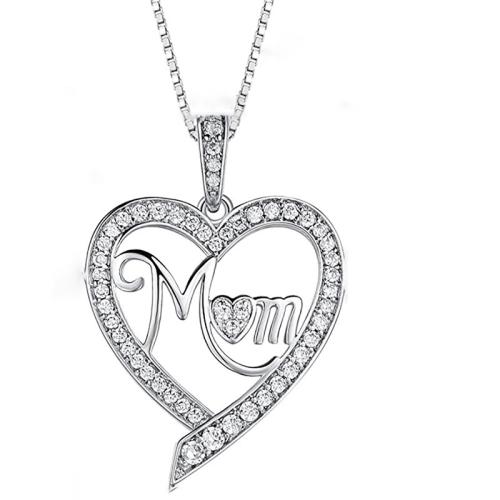 Cubic Zircon Micro Pave Brass Necklace, Heart, fashion jewelry & micro pave cubic zirconia & for woman, 20x22mm, Sold Per Approx 45 cm Strand