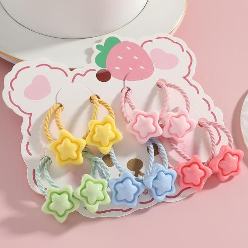 Ponytail Holder, Resin, with Rubber Band, for children, mixed colors, 5Pairs/Set, Sold By Set