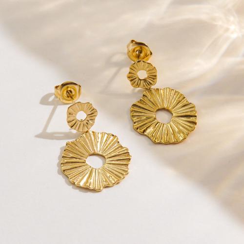 Stainless Steel Drop Earring, 304 Stainless Steel, Vacuum Ion Plating, fashion jewelry & for woman, golden, 16x23mm, Sold By Pair