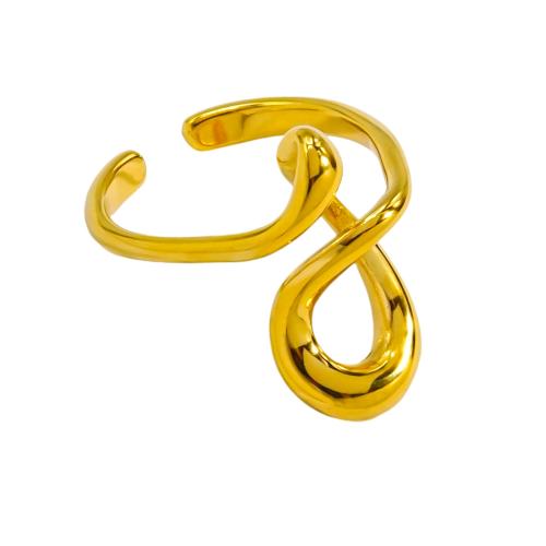 Anillo de dedo de acero inoxidable, acero inoxidable 304, Ajustable & Joyería & para mujer, dorado, Vendido por UD