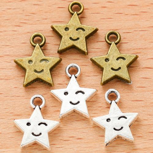 Tibetan Style Star Pendant, plated, DIY, more colors for choice, 14x12mm, 100PCs/Bag, Sold By Bag