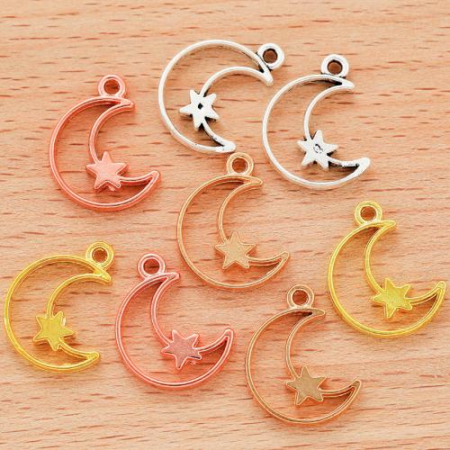 Tibetan Style Moon Pendants, Moon and Star, plated, DIY, more colors for choice, 19x14mm, 100PCs/Bag, Sold By Bag