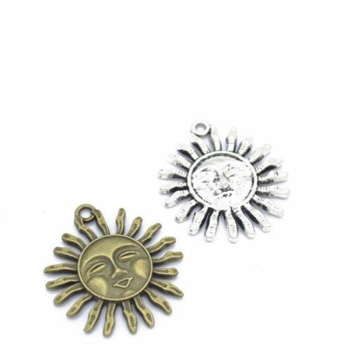 Tibetan Style Pendants, Sun, plated, DIY, more colors for choice, 33x29mm, 100PCs/Bag, Sold By Bag