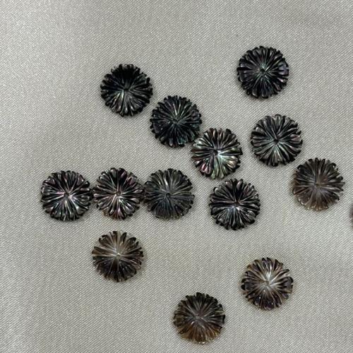 Black Lip Shell Beads, Flower, DIY, black, 10mm, Sold By PC