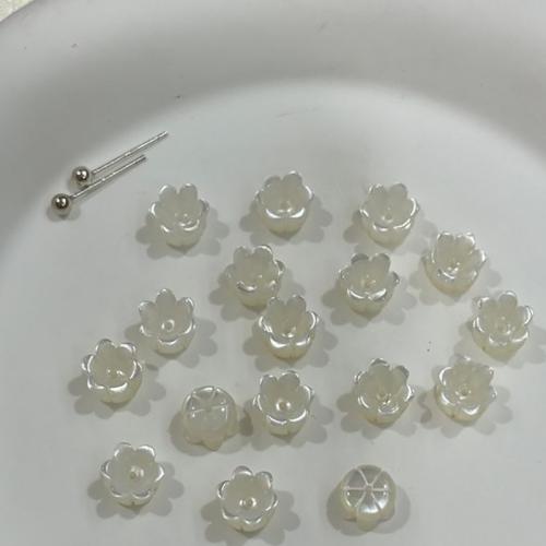 Perles naturelles de coquillage d'eau douce , coquille, fleur, DIY, blanc, 10mm, Vendu par PC