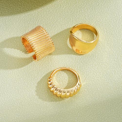 Tibetan Style Ring Set, plated, three pieces & fashion jewelry & for woman, golden, Sold By Set