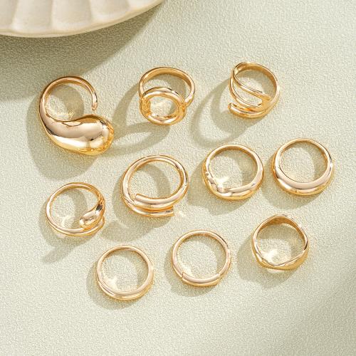 Tibetan Style Ring Set, plated, 10 pieces & fashion jewelry & for woman, golden, Sold By Set