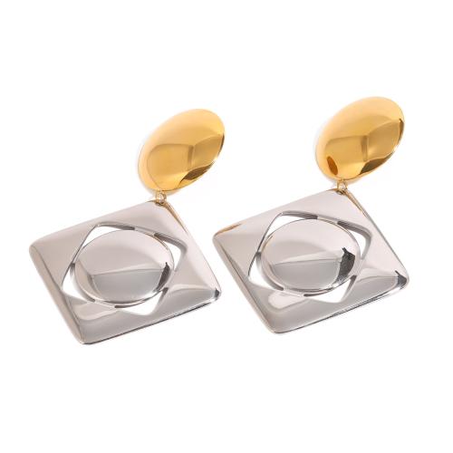 Stainless Steel Stud Earrings, 304 Stainless Steel, plated, fashion jewelry & for woman & two tone & hollow, Sold By Pair