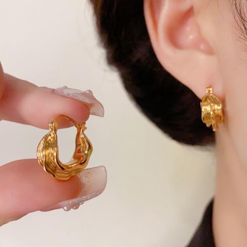 Brass Leverback Earring, real gold plated, for woman, gold, 16x15mm, Sold By Pair