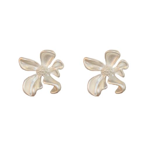 Brass Stud Earring, petals, real gold plated, for woman, more colors for choice, 21x19mm, Sold By Pair