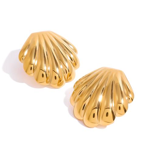 Stainless Steel Stud Earrings, 304 Stainless Steel, plated, for woman, gold, Sold By Pair